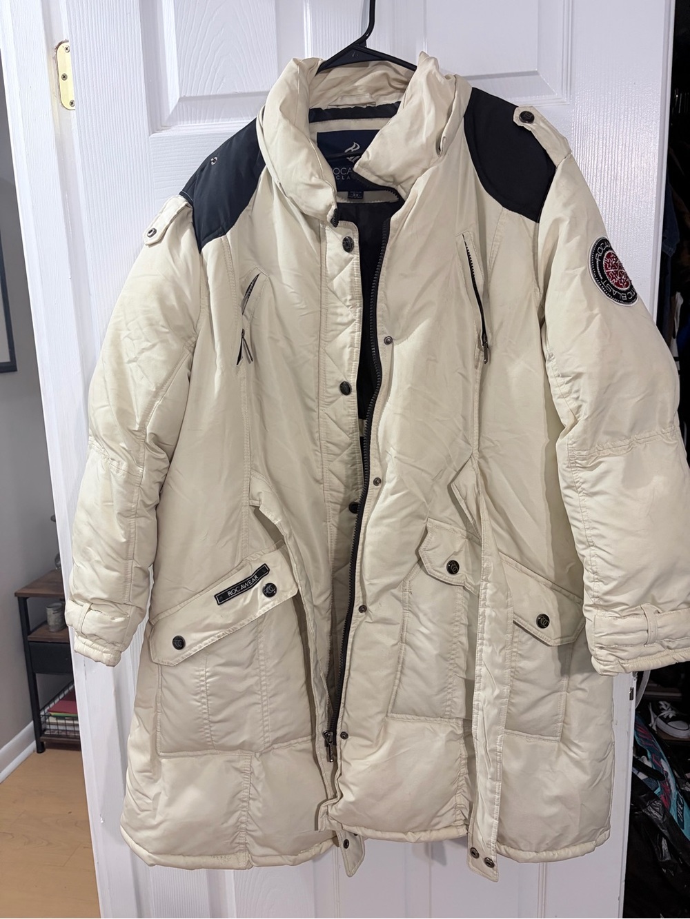 Rocawear Classic Arctic Blast Ivory Black Parka Coat 3X Plus Size 2014